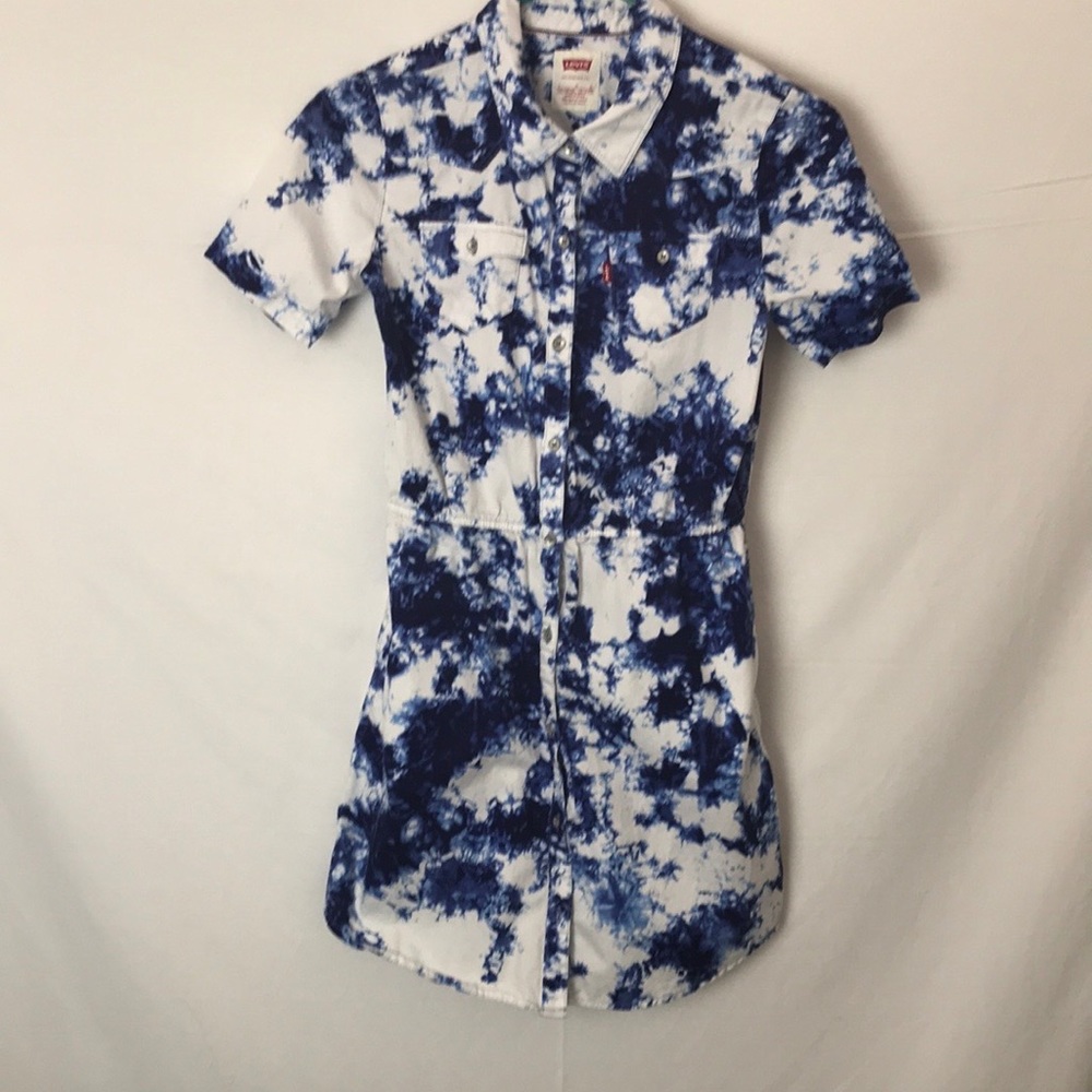 Levi’s girl’s batik design blue/ white dress Sz 12-13 yrs